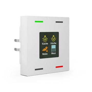 MDT BE-TAS63T4.01 Push-button Smart 63 – 4 gombos studio fehér, fényes taszter LED-ekkel, kijelzővel, hőmérséklet és páratartalom mérővel