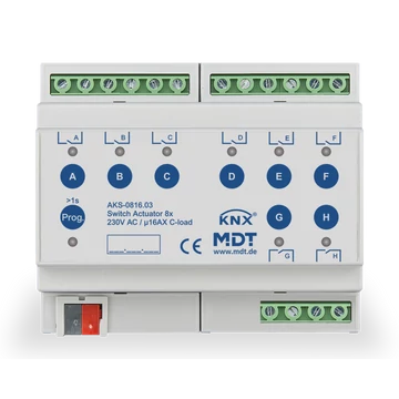 MDT AKS-0816.03 Switch Actuator AKS Standard 16A - 8 csatornás KNX kapcsoló aktor (16A)