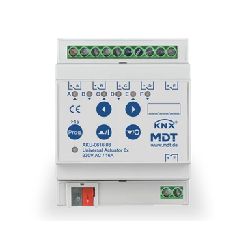 MDT AKU-0616.03 Universal Actuator AKU - 6 csatornás univerzális KNX aktor (Világítás, Redőny, Zsaluzia, Fűtés-hűtés)