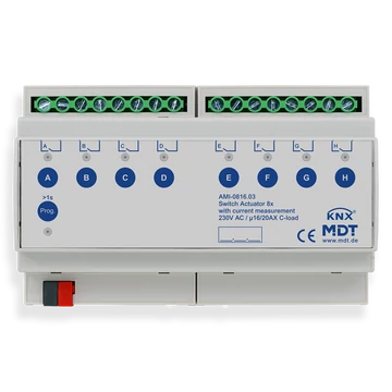MDT AMI-0816.03 Switch Actuator AMI industry - 8 csatornás ipari KNX kapcsoló aktor, áramméréssel