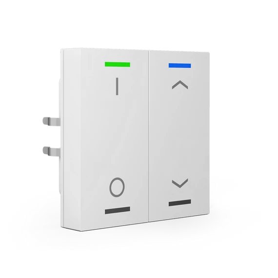 MDT BE-TAL63T2.D1 Push-button Lite 63 - 4 gombos studio fehér, fényes taszter LED-ekkel, I/O és fel/le szimbólummal, hőmérséklet mérővel
