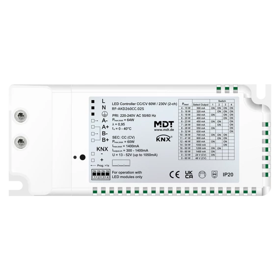 MDT RF-AKD260CC.02S KNX RF+ LED Controller – RF+ LED vezérlő CC/CV 60W