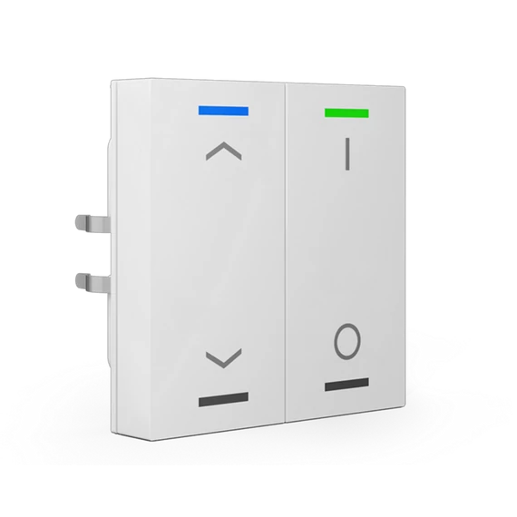 MDT RF-TAL55T202.C1S RF+ Push-button Lite 55 - 4 gombos fehér, fényes RF+ taszter státusz LED-ekkel, fel/le és I/O szimbólummal