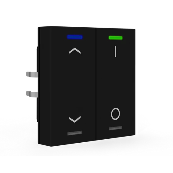 MDT RF-TAL55T206.C1S RF+ Push-button Lite 55 - 4 gombos fekete, matt RF+ taszter státusz LED-ekkel, fel/le és I/O szimbólummal