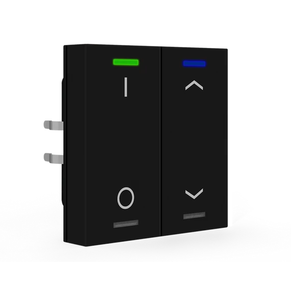 MDT RF-TAL55T206.D1S RF+ Push-button Lite 55 - 4 gombos fekete, matt RF+ taszter státusz LED-ekkel, I/O és fel/le szimbólummal