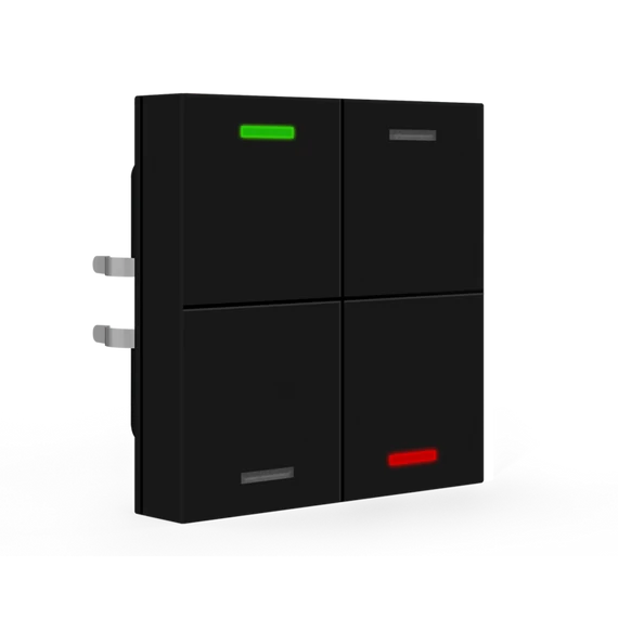 MDT RF-TAL55T406.01S RF+ Push-button Lite 55 - 4 gombos fekete, matt RF+ taszter státusz LED-ekkel