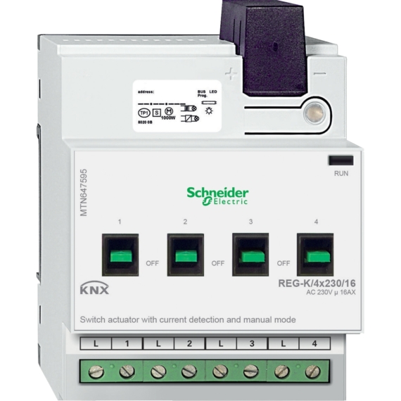 Schneider Electric 4-es KNX kapcsoló aktor, áram méréssel